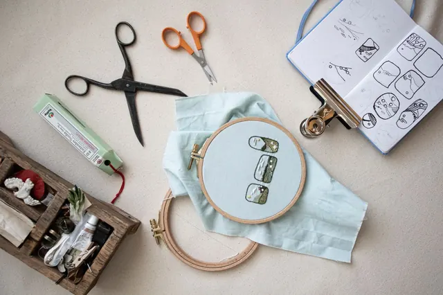 Taiteiden yö Vuotalossa / Embroidery workshop / Kirjontapaja
