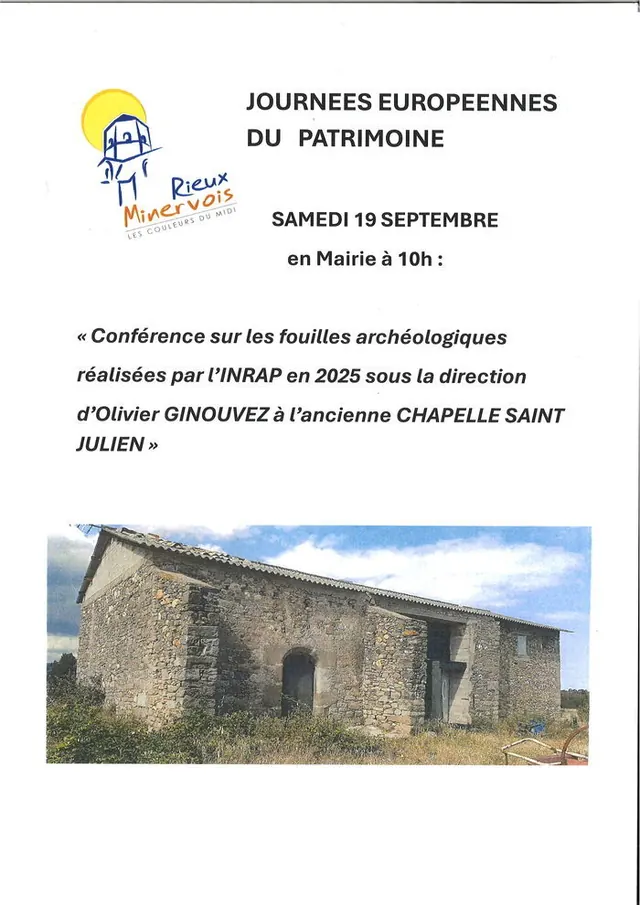 Conférence sur les récentes fouilles à la chapelle Saint-Julien-et-Sainte-Basilisse